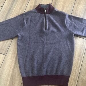 Peter Millar 1/4 Zip Pullover Sweater Burgundy Size Small